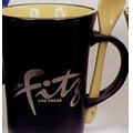 8 Oz. Spooner Mug w/Spoons in Yellow In & Black Matte Out Twilight
